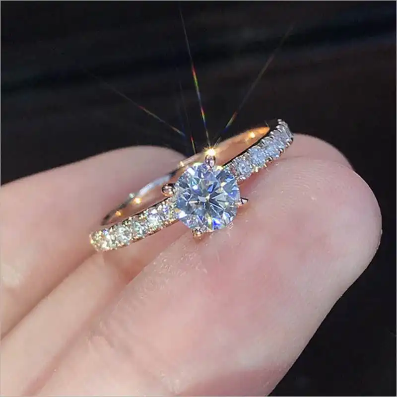New Trendy Crystal Engagement Design Hot Sale Rings For Women White elegant rings Female Wedding Bridal jewelry Gift