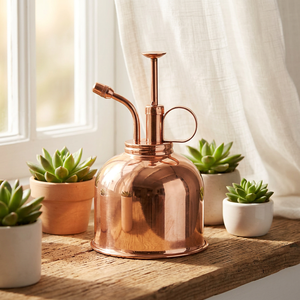 AK Brass Eco-Friendly Copper Plated Metal Watering Can 1.3L Capacity for Small Indoor <b>Plants</b> - Product Image 3