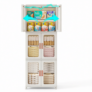 Tủ đựng đồ nhựa gấp gọn 3 tầng, cửa trong suốt, có bánh xe, đóng gói phẳng, tiện dụng cho nhà cửa - Product Image 2