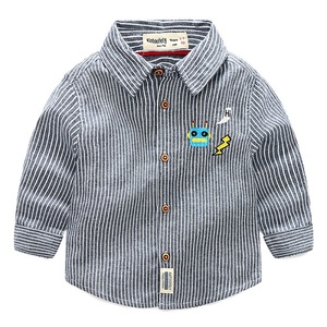 Nueva Camisa de Manga Larga de Algodón a Rayas con Bordado de Robot Premium para Niños Bloemen - Product Image 3