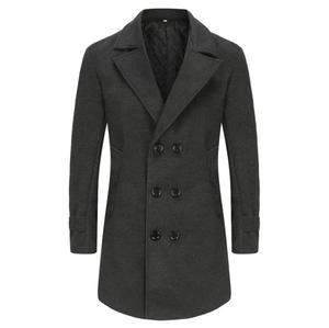 Manteau en laine pour hommes d'hiver 2024 mode double boutonnage avec manteau en laine de longueur moyenne en coton - Product Image 6