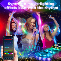 Bande lumineuse LED 5050 RGB 5V USB avec synchronisation musicale, contrôle via application Bluetooth pour la décoration de chambre, mur TV et salon, idéale pour les fêtes