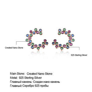 Pendientes de Aro Florales con <span class=keywords><strong>Circonitas</strong></span> Multicolores, Chapados en Oro Rosa, Inspirados en lo Vintage, Plata de Ley 925, Colección para Mujer - Product Image 4