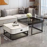 Ensemble de tables basses en verre carrées multifonctionnelles modernes nordiques simples contemporaines imbriquées colorées le moins cher