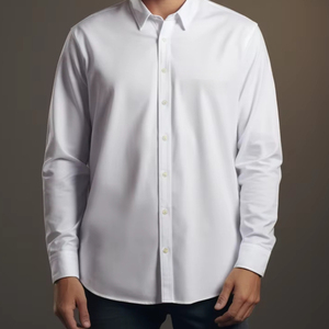<span class=keywords><strong>Camisa</strong></span> Blanca Clásica <span class=keywords><strong>para</strong></span> Hombre, Manga Larga, Color Sólido, Mezcla de Algodón Suave, Transpirable, Ajuste Cómodo, <span class=keywords><strong>Camisa</strong></span> Formal - Product Image 2
