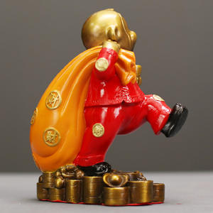 Sac en tissu singe porte-bonheur, ornement créatif pour la décoration intérieure, décoration de bureau, cadeau d'ouverture de magasin, sac à monnaie, décoration entièrement en cuivre - Product Image 3