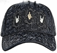 Casquette de baseball unisexe style streetwear américain avec broderie 3D, patchs camouflage, flamme, serpent et étoile, effet délavé vintage et visière courbée