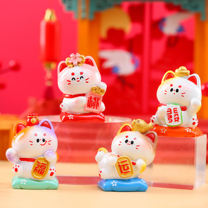 Zhao * Caifu Meow Piccoli Ornamenti per Console <span class=keywords><strong>Auto</strong></span>, Regali di Capodanno, Decorazioni Artigianali in Resina, Prima Generazione - Product Image 1