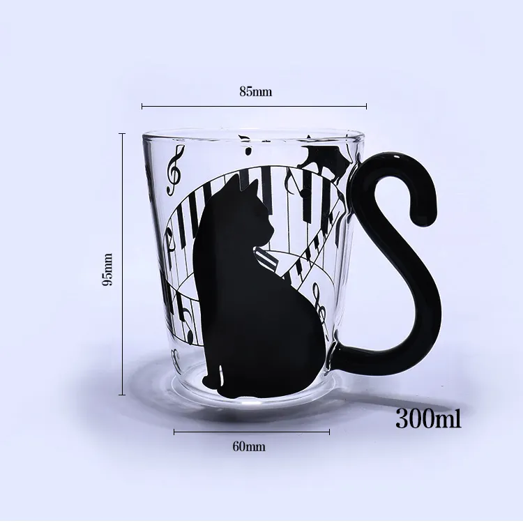 Borosilicate Glass Tea Mug Cute Cat Style Mugs Cartoon Creative Morning Mug Milk Coffee Tea Unique Borosilicate Glass Coffee Mugs