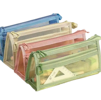 Vente en gros Personnaliser Produit phare Trousse à crayons transparente à double couche en maille pour le rangement