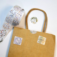 Rouleau d'autocollants ronds floraux aquarelle vintage, 500 pièces par rouleau, papier couché pour la promotion, les cadeaux, l'emballage de détail et la fermeture