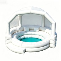 Glissade aquatique gonflable en PVC pour extérieur avec filet, canapé de piscine, table flottante pour fête, lit de relaxation et parasol