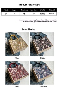 Sacola das mulheres de linho de grande capacidade com diamante padrão portátil moda estilo casual para estudantes sair bolsa de ombro - Product Image 6