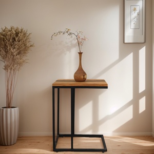 Casa naturale piccolo <span class=keywords><strong>legno</strong></span> di ulivo <span class=keywords><strong>e</strong></span> <span class=keywords><strong>resina</strong></span> tavolino lato C-a forma di tavolino per soggiorno camera da letto comodino - Product Image 4