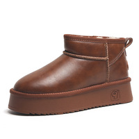 Bottes de neige en laine et daim pour femmes, semelle épaisse, chaudes et confortables pour l'hiver, antidérapantes, imperméables, doublées de fourrure artificielle, tube court, style princesse