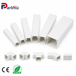 Goulotte de câblage en PVC avec raccords, <span class=keywords><strong>conduit</strong></span> de câblage en plastique blanc, plusieurs tailles pour la gestion des câbles électriques - Product Image 1