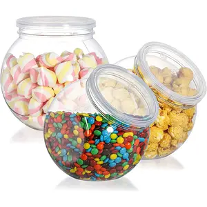 46盎司透明塑料宽口糖果甜罐饼干容器带盖谷物零食储存