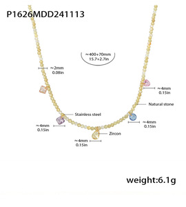 <span class=keywords><strong>Collier</strong></span> de perles en pierre naturelle colorée pour femme, en <span class=keywords><strong>acier</strong></span> <span class=keywords><strong>inoxydable</strong></span> plaqué or 18 carats, avec pendentif zircon Dopamine, bijoux inaltérables - Product Image 5