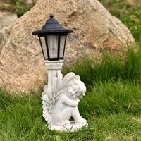 Ornement de jardin solaire transfrontalier européen, sculpture en résine époxy pour cour, ange mignon rétro, fleur, art populaire artistique