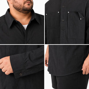 Herenshirt, tactisch, functioneel, lange mouwen, knoopsluiting, effen, casual, grote maten, plus size, oversized, relaxed fit, 6XL, 7XL - Product Image 6