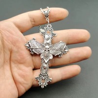 Grand pendentif collier chauve-souris, style victorien gothique, filigrane floral, excellent cadeau pour elle, amulette de protection