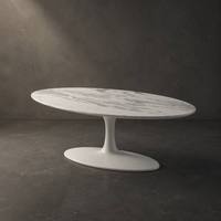 Table basse ovale en marbre moderne, écologique, durable, plateau en pierre artificielle mate, meubles en MDF, salon, hôtel, villa, blanc