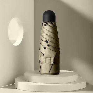 Nouveau design, vente en gros, parapluie mini capsule anti-UV rond, ultra-petit, moderne, manuel, pour femme, pliable en 5 sections - Product Image 3