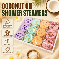 Pastilles de douche bio à l'huile de coco hydratantes, comprimés de spa, coffret cadeau d'aromathérapie naturelle, vente en gros, marque privée