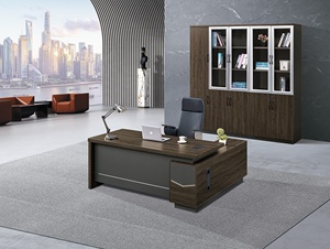 مكتب تنفيذي على شكل حرف L من قشرة الخشب، عصري ومتين وصديق للبيئة، بسعر المصنع، رائج البيع، من جوهوي - Product Image 2