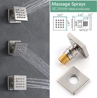 Système de douche de luxe thermostatique en nickel brossé avec jets pluie et brume, grande douche de plafond double fonction 15,7 x 31,5 pouces
