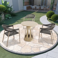 table basse et chaises empilable moderne patio café 4 pièces mobilier de salle à manger extérieur corde de jardin en aluminium
