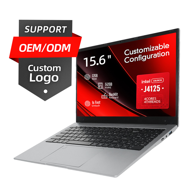 Custom Slim Laptop DDR4 12+512gb 15.6 Inch J4125 Portable Lightweight Good Quality Laptops Inexpensive Laptop for Business