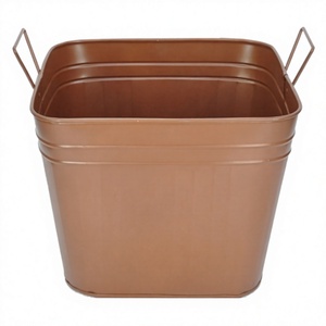 Large Capacity Metal Bucket With Handles Multifunctional Design Fireplace Storage Bucket & Beverage Tubs For Cooling - Product Image 1