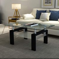 Table basse rectangulaire noire au Design moderne, avec cadre en métal, livraison gratuite