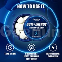 Gommes à mâcher sans sucre spécialisées OEM ODM, menthe, caféine, vitamines B6 B12, booster d'énergie, L-théanine, gommes pour la concentration