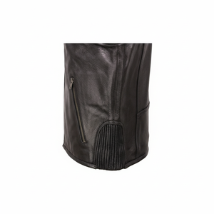 Gilet en cuir Cool-Tec pour homme, noir, fermeture éclair sur le devant, extensible sur les côtés, pour la moto et les courses automobiles - MLM3502 - Product Image 1