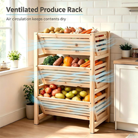 Panier à légumes en bois moderne pour la cuisine, empilable, pour ranger les pommes de terre, les oignons, les fruits et les légumes