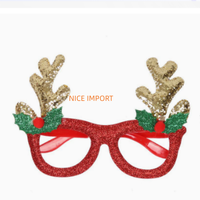 Lunettes de Noël style bois de cerf or rose avec monture dorée, décorations de Noël, articles de fête pour enfants, articles de Noël, montures