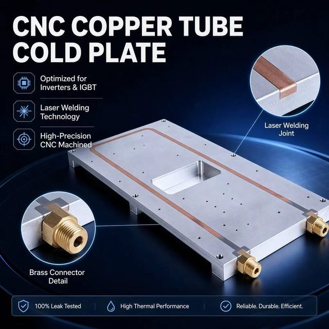 Copper Tube Cold Plate Water Cooling Plate Aluminum Alloy CNC Machining for Laser Welding IGBT Inverter Power Supply Thermal