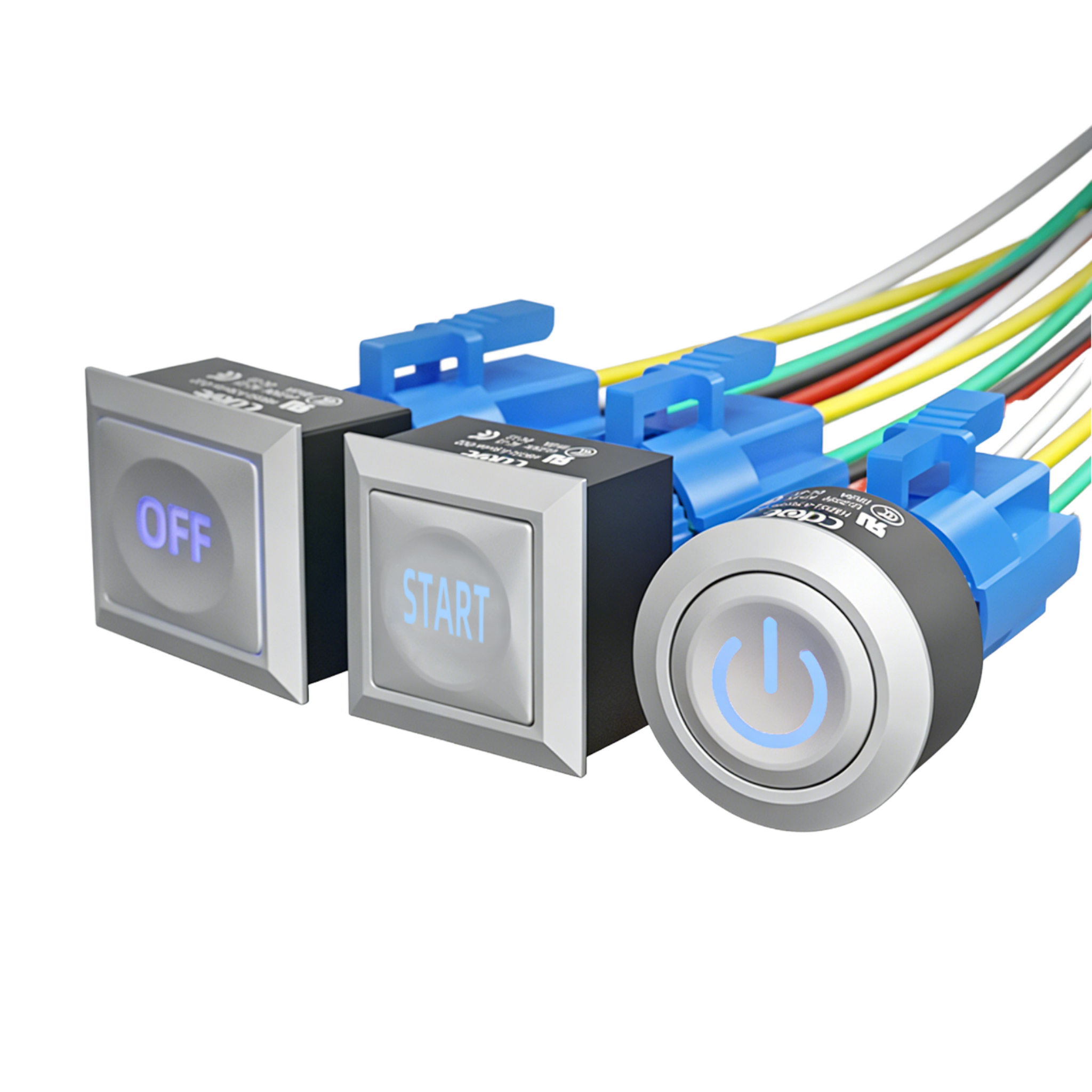 Factory Price 22mm Plastic Pushbutton Square Round Switch Waterproof with LED Illumination CE 250V 1NO1NC