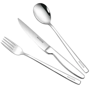 2024厨房黑色金属银3 pcs 316不锈钢餐刀勺子叉餐具套装不锈钢餐具套装