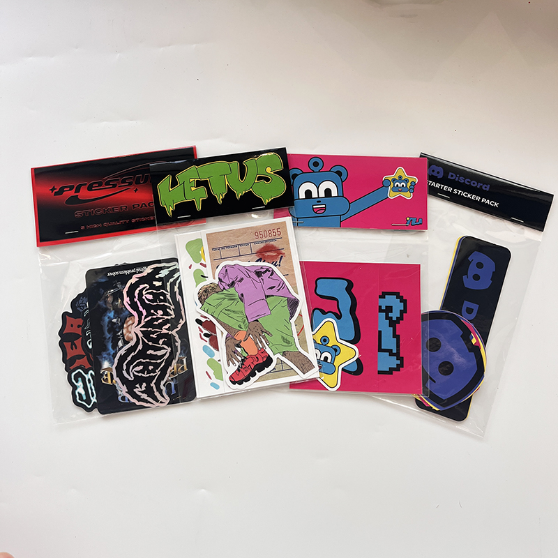 Custom Sticker Pack OPP Bag Waterproof Cartoon Sticker For Advertising Promotion Die Cut Vinyl Custom Sticker Pack