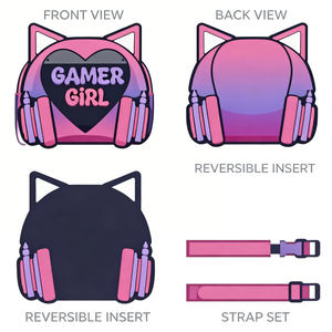 Série de sacs Ita personnalisés en gros, sac à bandoulière pour gamer girl, en forme d'oreilles de chat, de pieuvre bleue et de grenouille verte, avec fenêtre transparente - Product Image 1