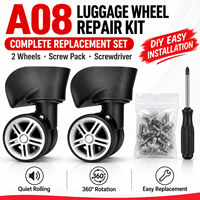 Kit de réparation de roulettes de bagages A08, ensemble complet de remplacement de roulettes de valise avec pack de vis et tournevis