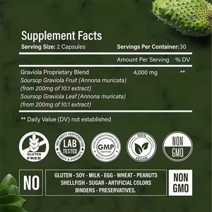 Cápsulas de Extracto de Guanábana Aeglewell OEM <span class=keywords><strong>4000</strong></span> mg, Cápsulas de Fruta Fresca, Potenciador del Estado de Ánimo y Promotor del Sueño - Product Image 2