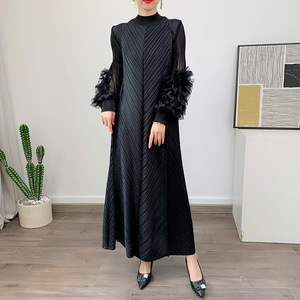 Panhua primavera/estate nuovo temperamento tinta unita lungo largo abito di grandi dimensioni a pieghe pressate per le donne - Product Image 5
