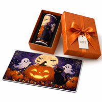 Hadiah Mouse Pad 240X200Mm Tebal 2Mm Halloween Gaming Lucu Labu Hantu Cetak Anime Alas Kain Anti Selip Alas Busa PU Seram