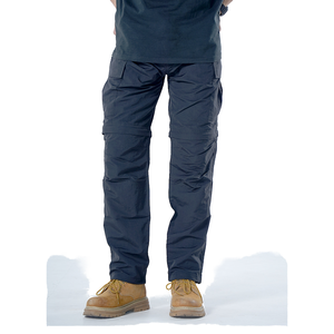 Pantalon de travail pour homme bleu foncé, taille mi-haute, plusieurs poches, en toile respirante, fermeture éclair, coupe droite - Product Image 2