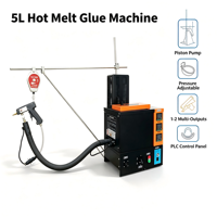 Machine à colle thermofusible 5L avec pistolet à poignée, buses à bande, durée de vie de 7 à 8 ans, garantie 1 an, pièces de rechange gratuites