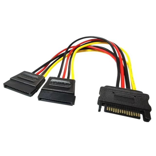 IDE to SATA Power Adapter Cable 15-Pin Male to Dual 15-Pin Female Splitter for HDD/SSD Power Supply